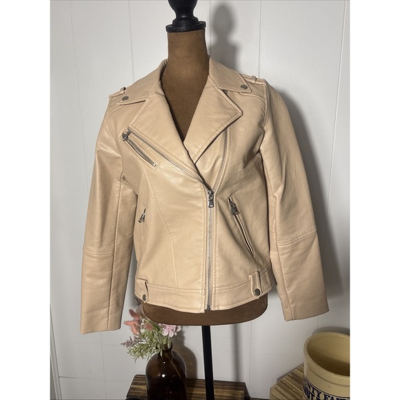 Zara Other - Zara Girls Size 13/14 Baby Pink Faux Leather Biker Motorcycle Jacket Stylish